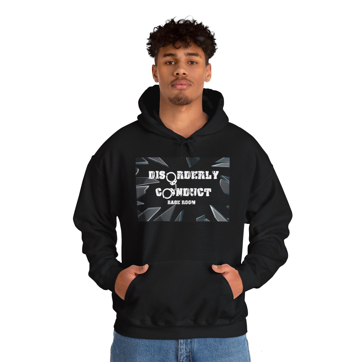 GIVE ME SOMETHING TO BREAK!! Disorderly Conduct Rage Room Unisex Heavy Blend™ Hooded Sweatshirt